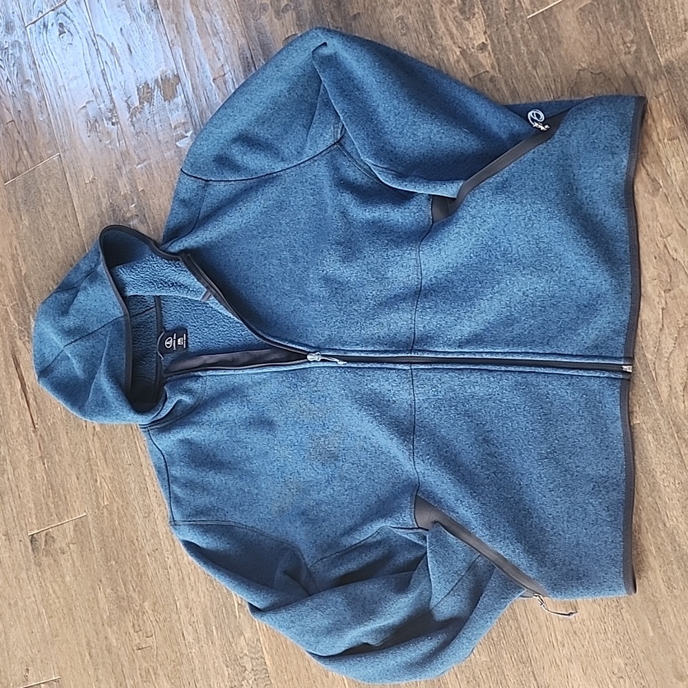 Mens Lands End zip up sweater with hood